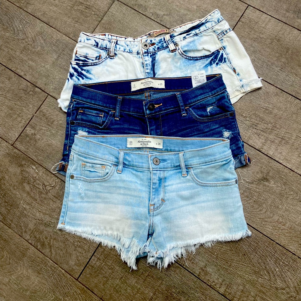 Two Abercrombie and Fitch and one Highway.  denim shorts  bundled.